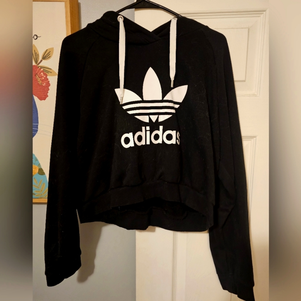 Adidas Black & White Semi Cropped XL Hoodie